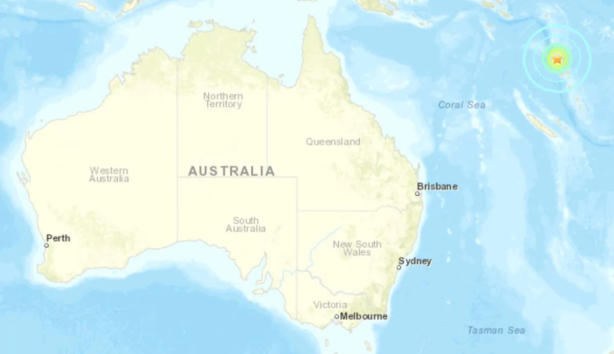 A map showing the location of an earthquake that struck near the coast of Port-Olry, Vanuatu, on Aug. 18, 2021. (USGS)