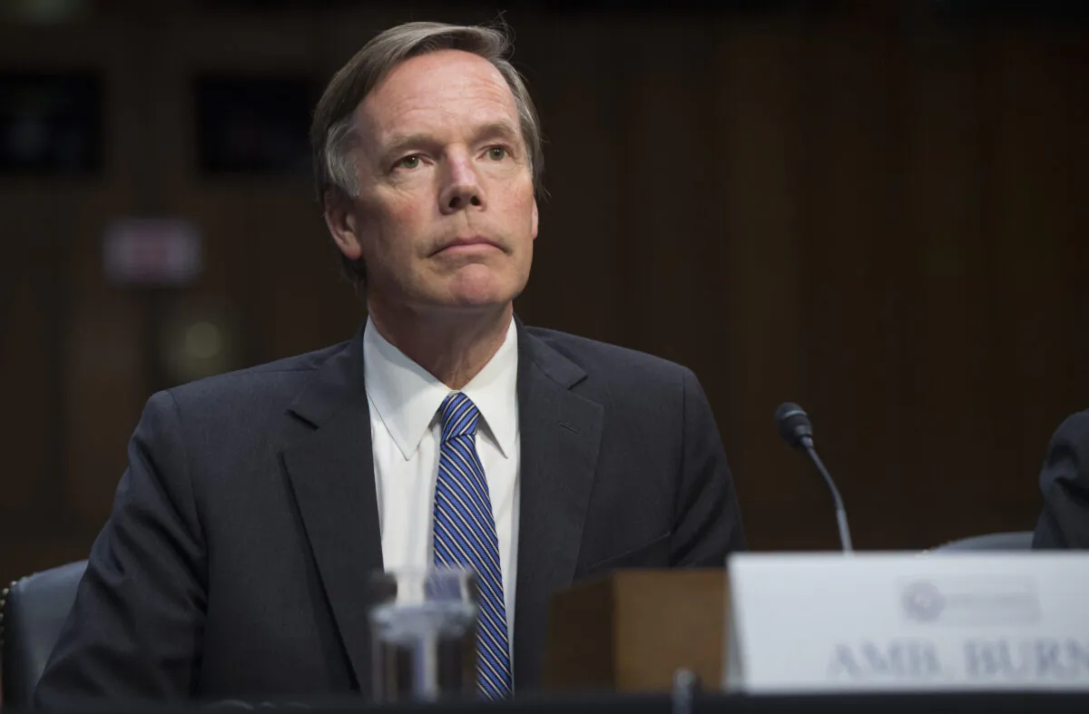 Former U.S. ambassador to NATO ambassador Nicholas Burns testifies during a U.S. Senate Select Committee on Intelligence hearing about Russian activities in other countries' elections, on Capitol Hill on June 28, 2017. (Saul Loeb/AFP via Getty Images)
