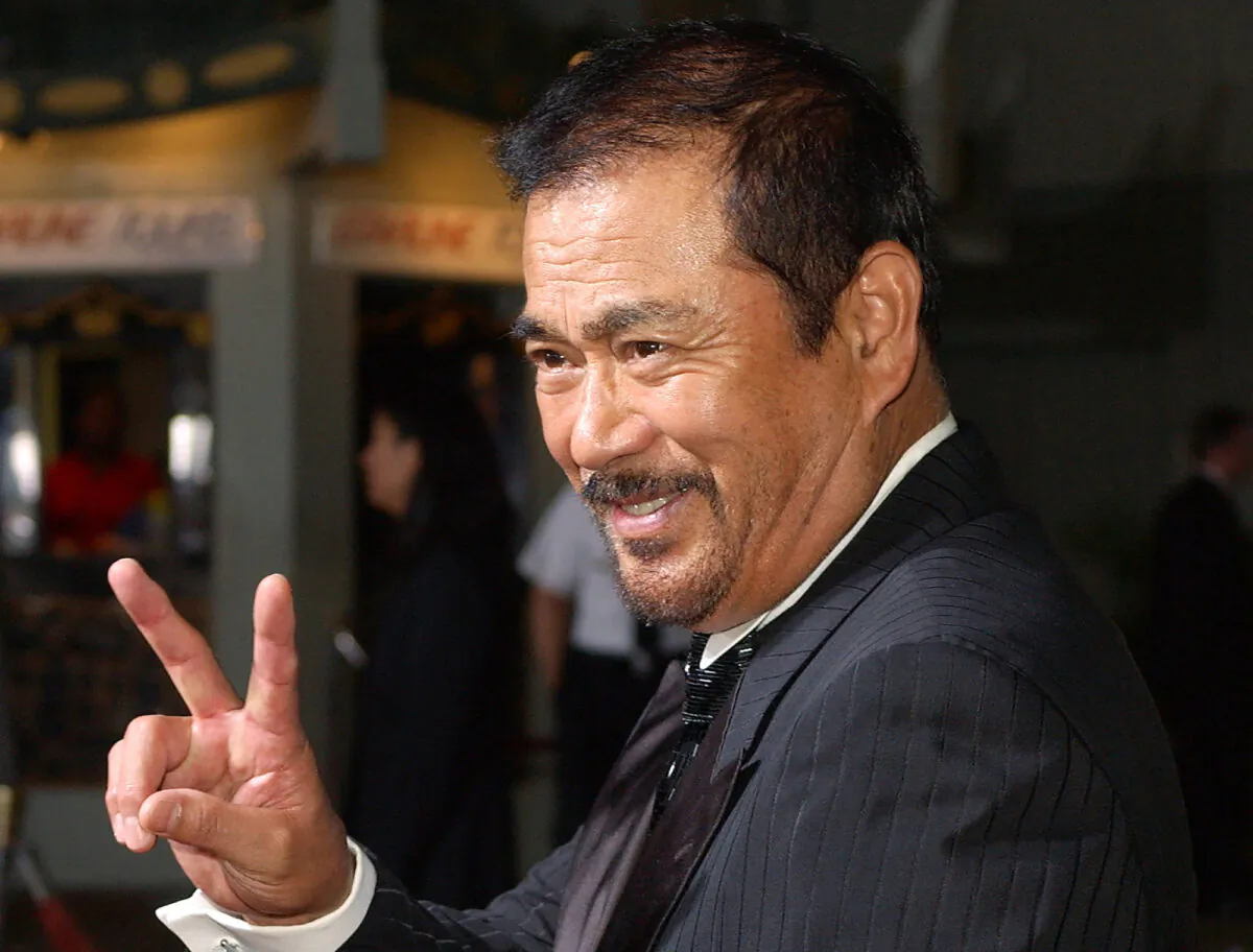 Japanese actor Sonny Chiba arrives for the premiere of the film "Kill Bill: Volume 1" at the Grauman's Chinese Theatre in the Hollywood section of Los Angeles, Calif., on Sept. 29, 2003. (Kevork Djansezian/AP Photo)