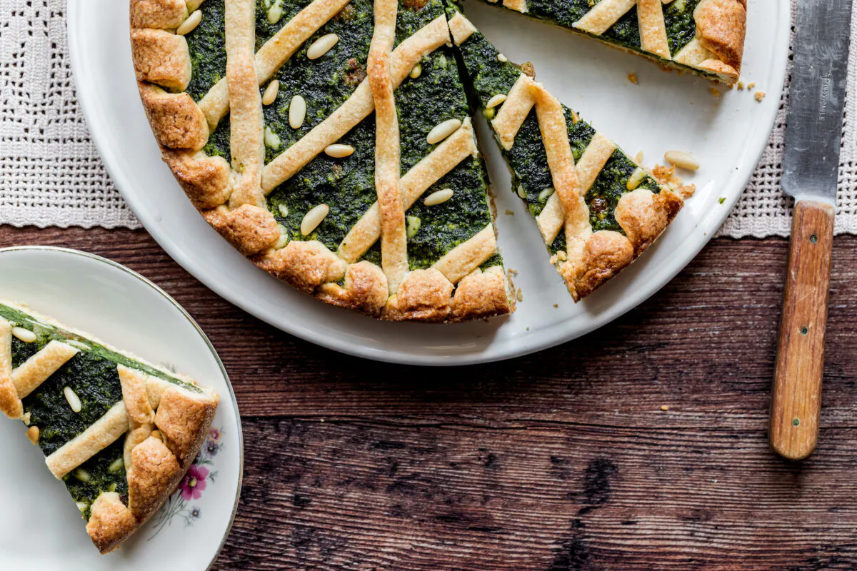 Get past the savory associations of this Swiss chard tart's green filling, and you'll be surprised with a delicately sweet, spiced dessert. (Giulia Scarpaleggia)