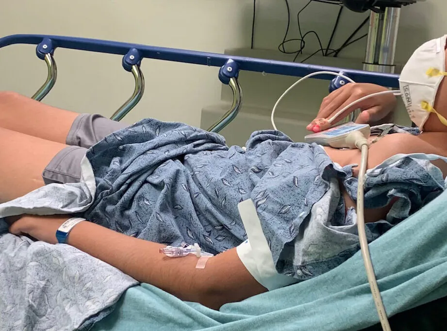 Aidan in the hospital on June 12, 2021, two days after his second Pfizer vaccine. (Photo courtesy of Emily Jo)