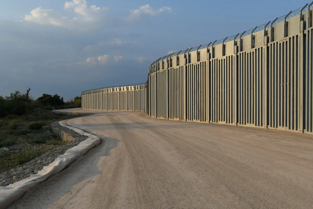 View of a steel border wall between Greece and Turkey in Alexandroupolis, Greece, on Aug. 10, 2021. (Alexandros Avramidis/Reuters)