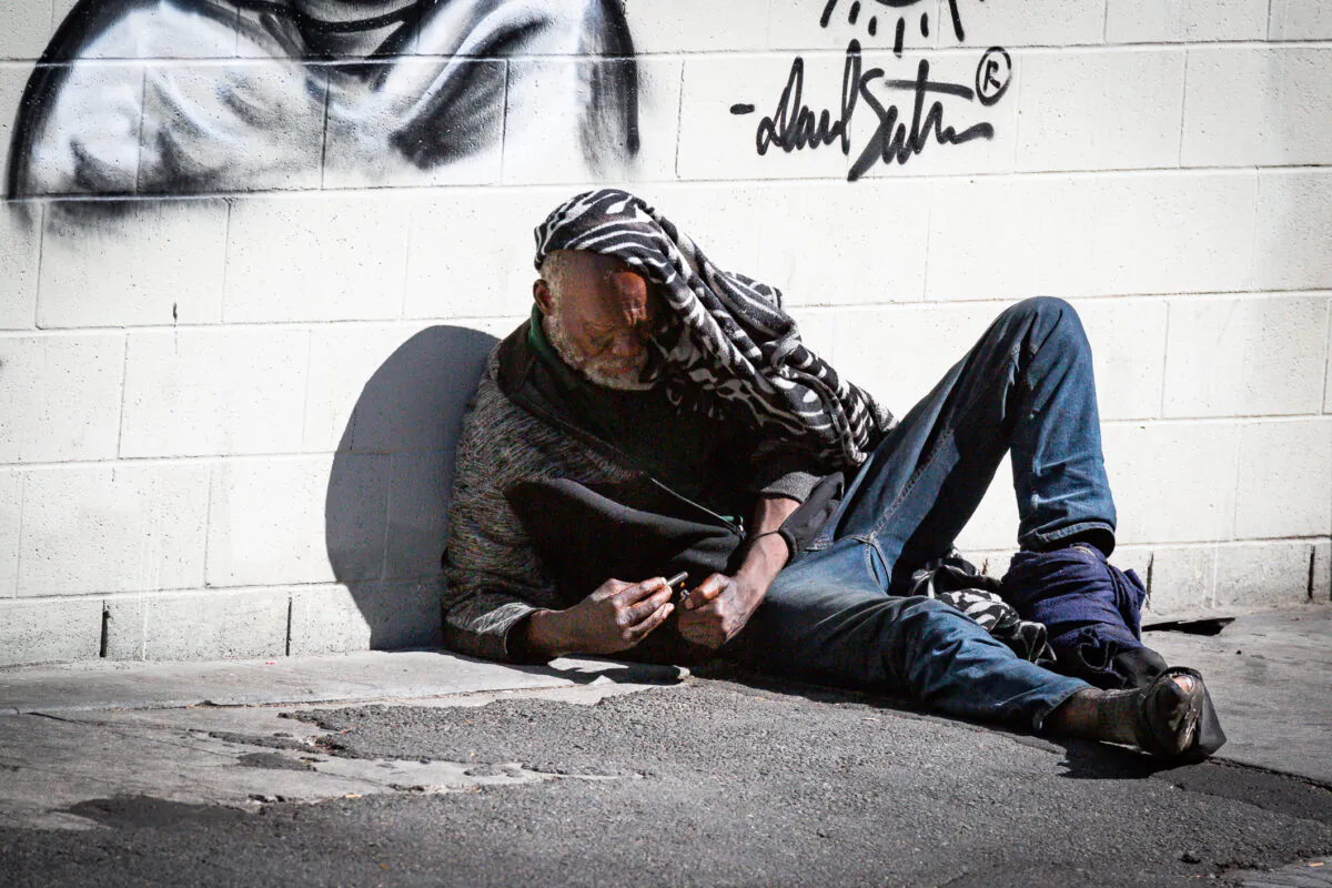 Skid Row in Los Angeles, Calif., on June 9, 2021. (John Fredricks/The Epoch Times)