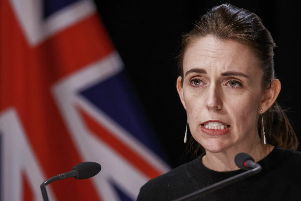 New Zealand Prime Minister Jacinda Ardern, addresses a Covid-19 response update press conference in Wellington, New Zealand, on Aug. 19, 2021. (Robert Kitchin/Pool photo via AP)