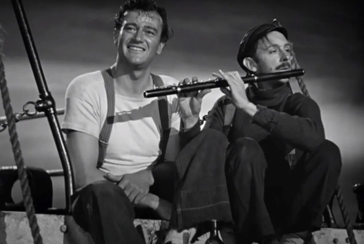 Ole (John Wayne, L) and his pal Axel (John Qualen) in “The Long Voyage Home.” (United Artists)