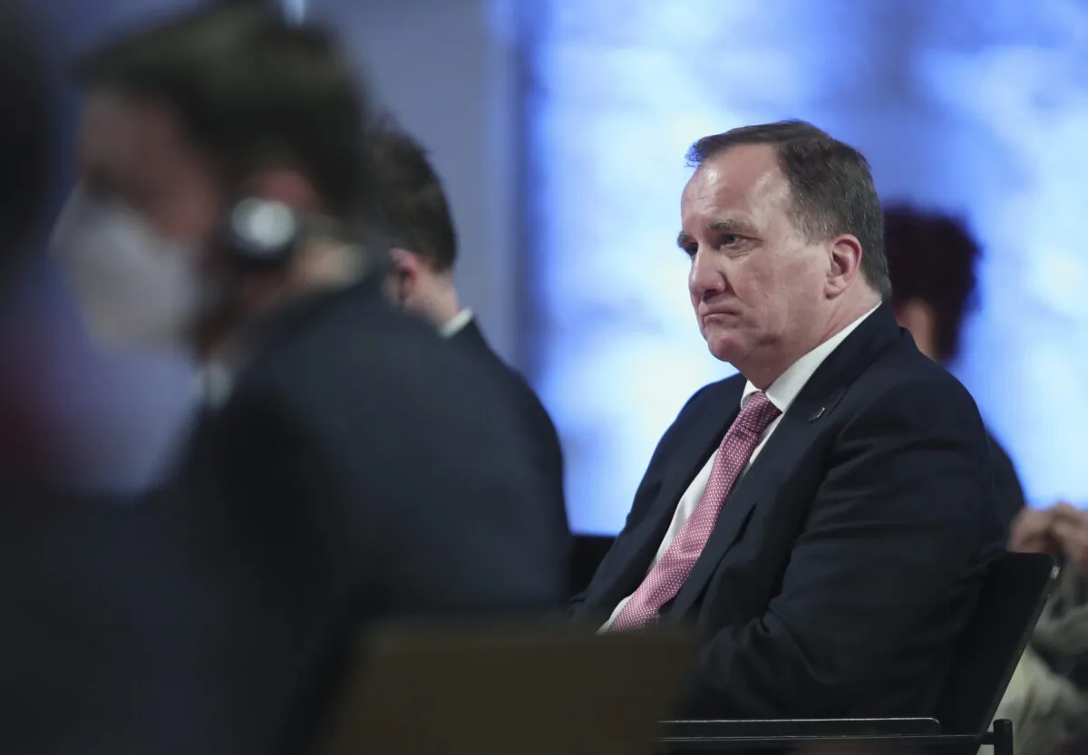 Sweden's Prime Minister Stefan Lofven attends the opening ceremony of an EU summit in Porto, Portugal, on May 7, 2021. (Luis Vieira/AP Photo)