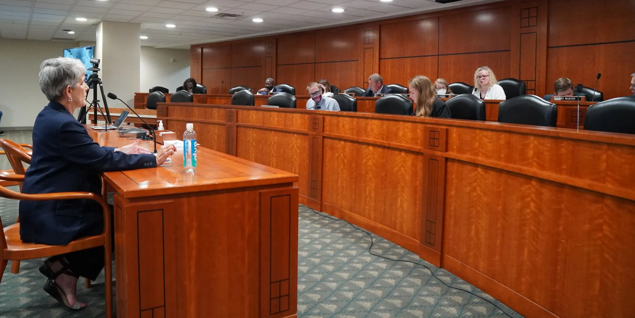 GOP state representative Sue Allor appeared before the House Committee on Workforce, Trades, and Talent to explain her bill to ban employers from requiring employees to be vaccinated as a condition of employment in Lansing, Michigan on August 19, 2021. (Steven Kovac/Epoch Times)