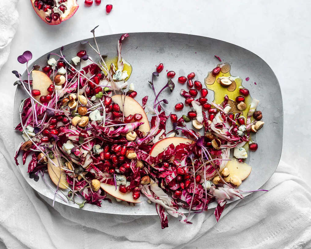 Sweet apples, tart pomegranate seeds, and a bright vinaigrette balance the natural bitterness of radicchio. (Jennifer McGruther)