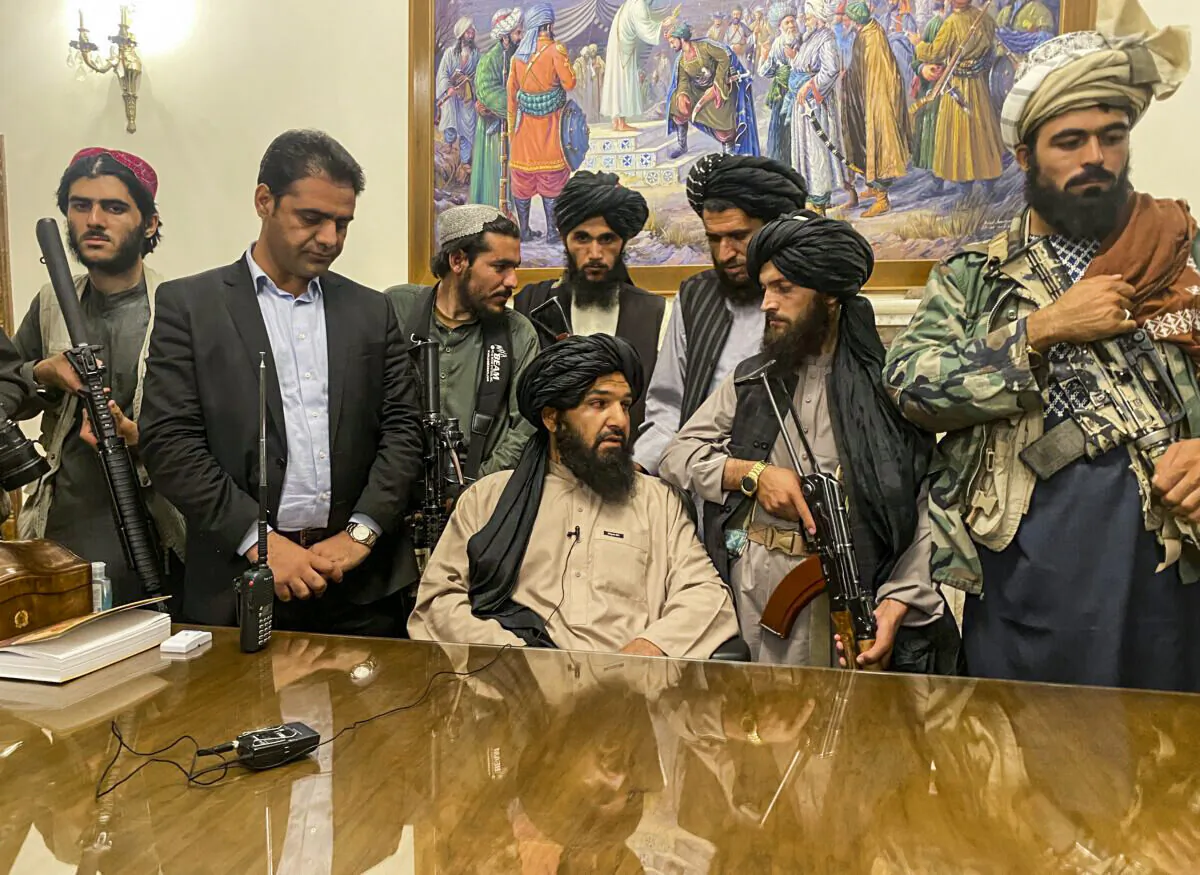 Taliban terrorists take control of Afghan presidential palace, in Kabul, Afghanistan, on Aug. 15, 2021. (Zabi Karimi/AP Photo)