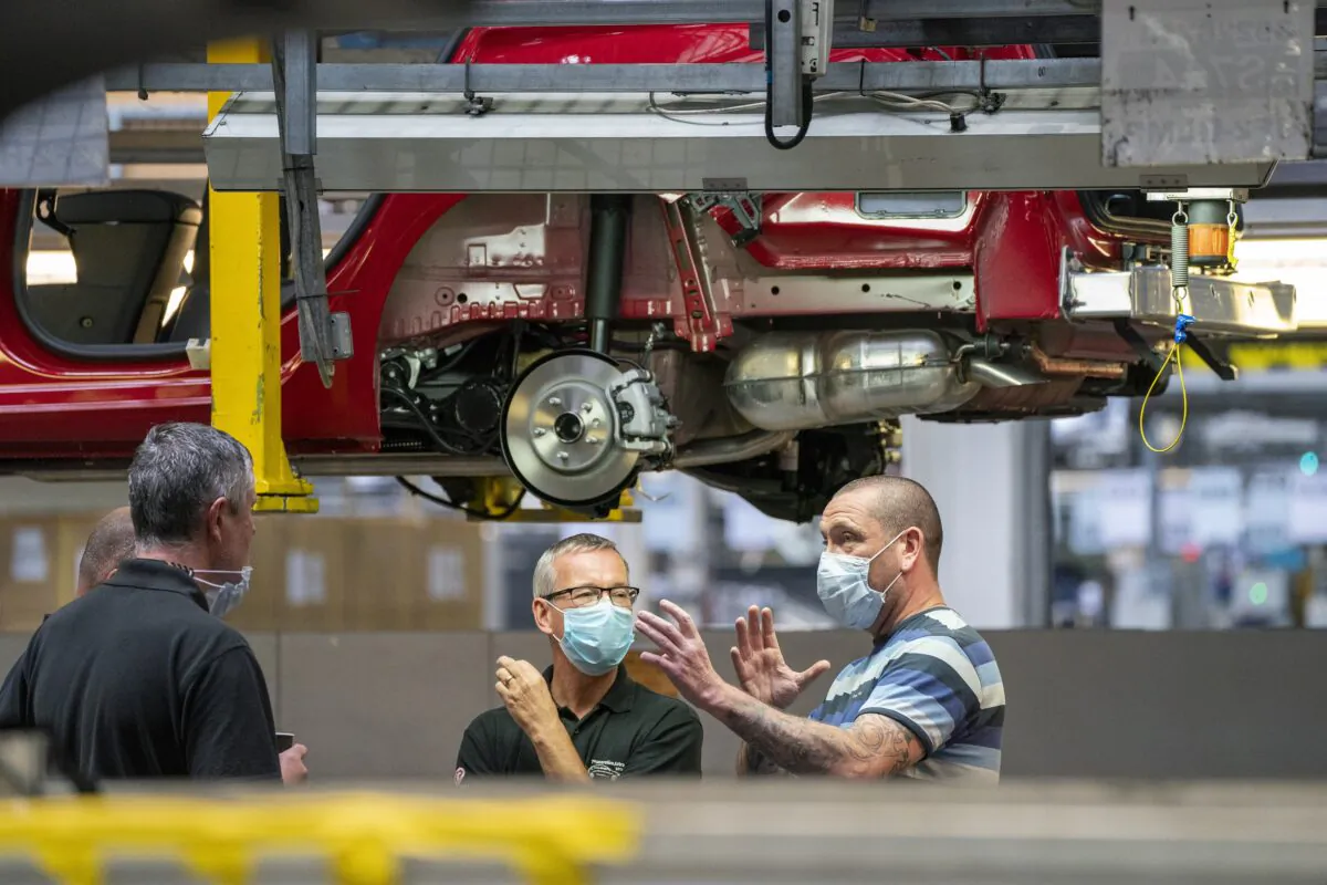 The Astra assembly line at Vauxhall's plant in Ellesmere Port, Cheshire, UK, on July 6, 2021. (Peter Byrne/PA)