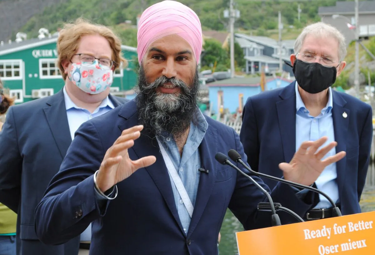 NDP Leader Jagmeet Singh makes his 2021 federal election platform announcement in St. John's, N.L., on Aug. 12, 2021. (The Canadian Press/Sarah Smellie)