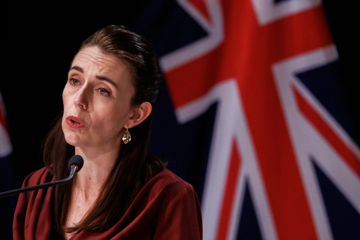 New Zealand Prime Minister Jacinda Ardern talks to the media at the COVID-19 update and Post Cabinet press conference at the Beehive Theatrette on Aug. 23, 2021 in Wellington, New Zealand. (Robert Kitchin/Pool/Getty Images)