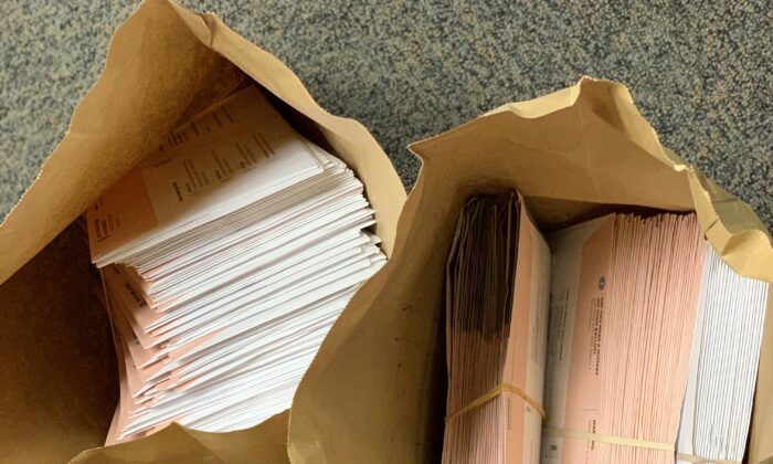 More than 300 mail-in ballots were found in a suspect's car in Torrance, Calif., on Aug. 16, 2021. (Courtesy Torrance Police Department)