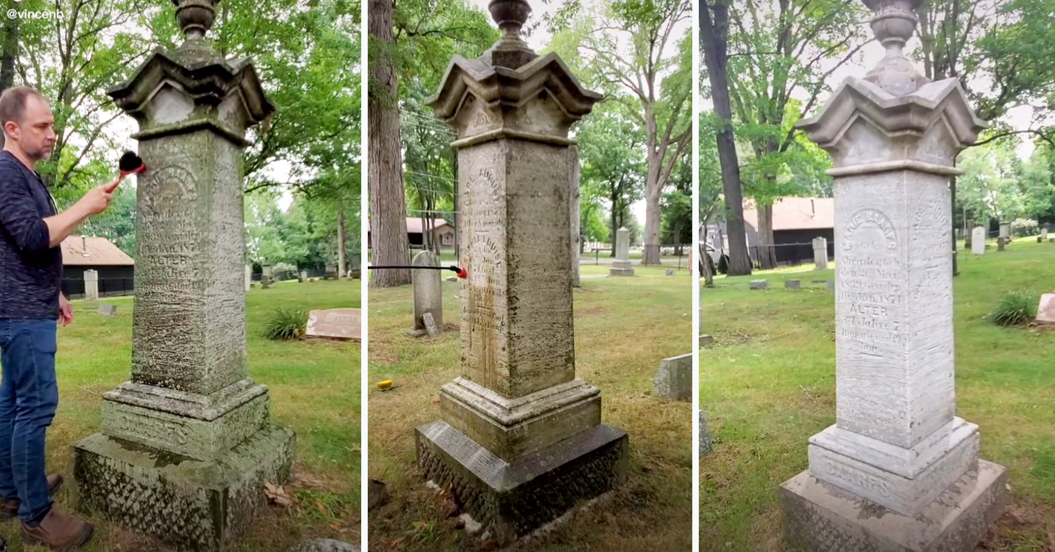 VIDEO Man Spends Spare Time Restoring GrimeCovered Gravestones in