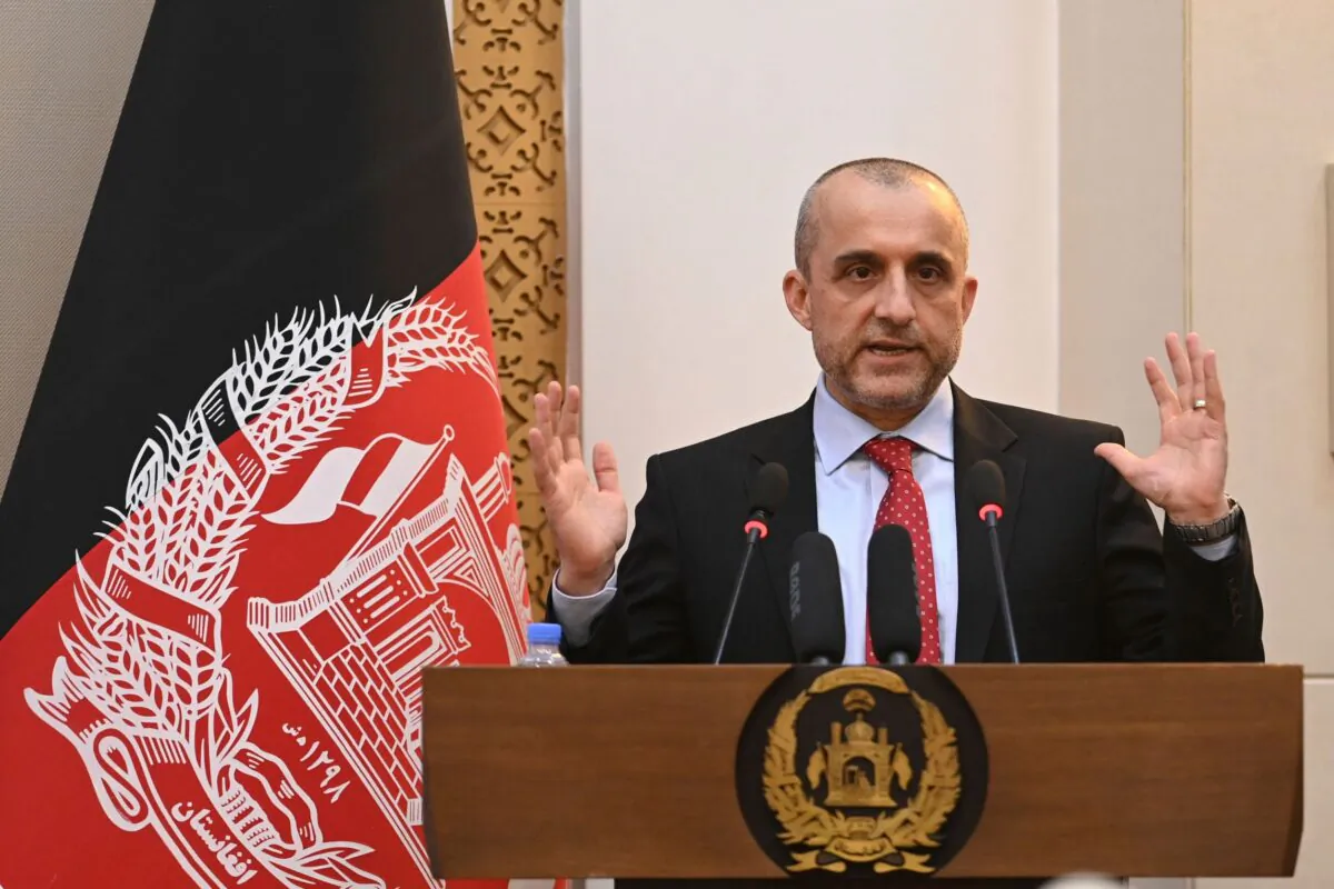 Vice President of Afghanistan Amrullah Saleh speaks during a function at the Afghan presidential palace in Kabul, on Aug. 4, 2021. (Sajjad Hussain/AFP via Getty Images)