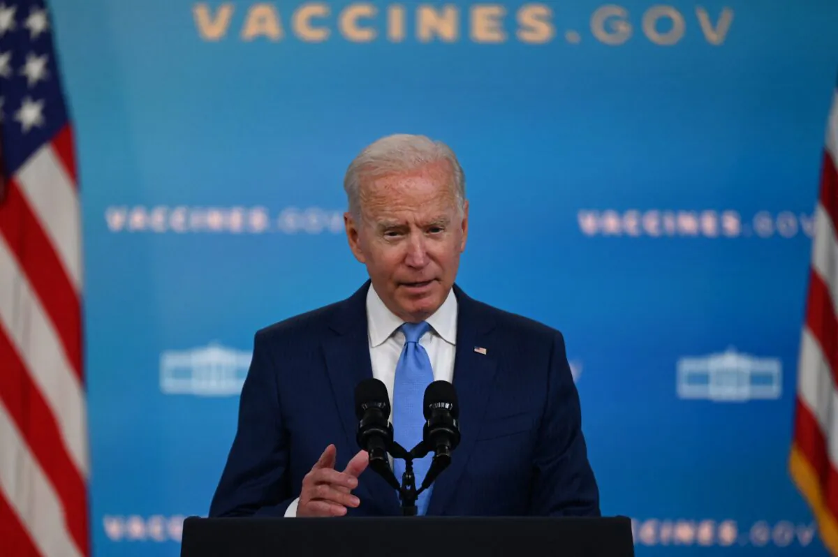 President Joe Biden speaks at the White House on Aug. 23, 2021. (Jim Watson/AFP via Getty Images)