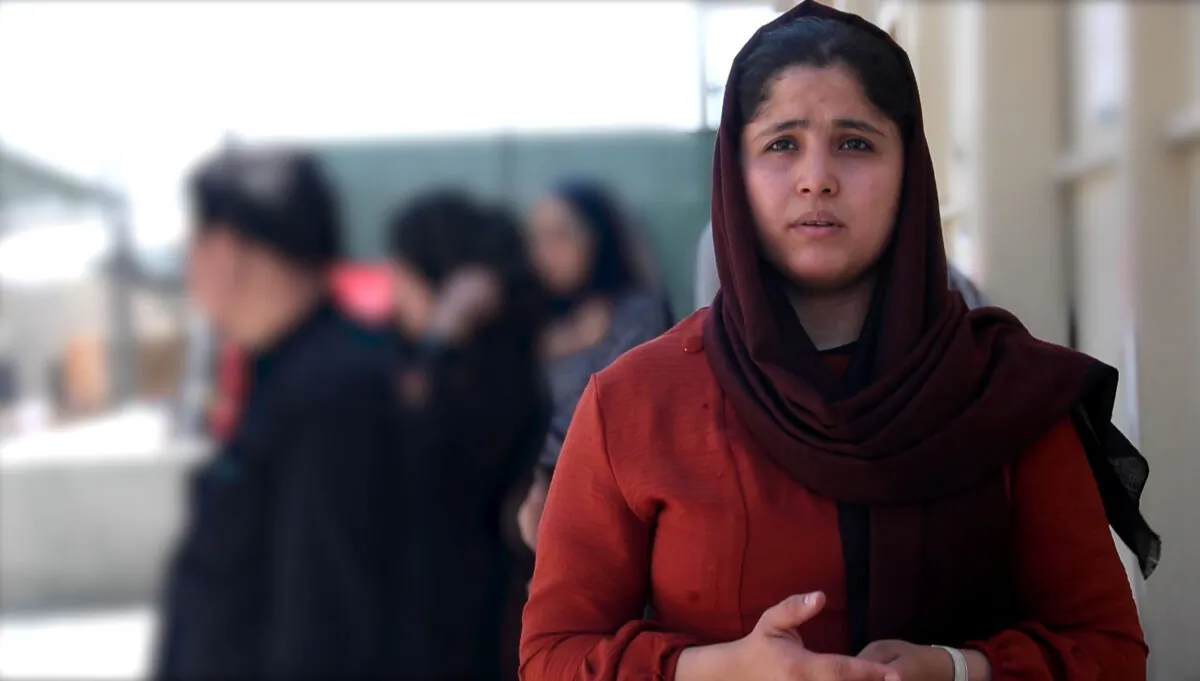 Captain Muraal at Kabul airport before she boarded a British military plane to be evacuated to the UK from Afghanistan, in an undated handout photo. (Ministry of Defence/PA)