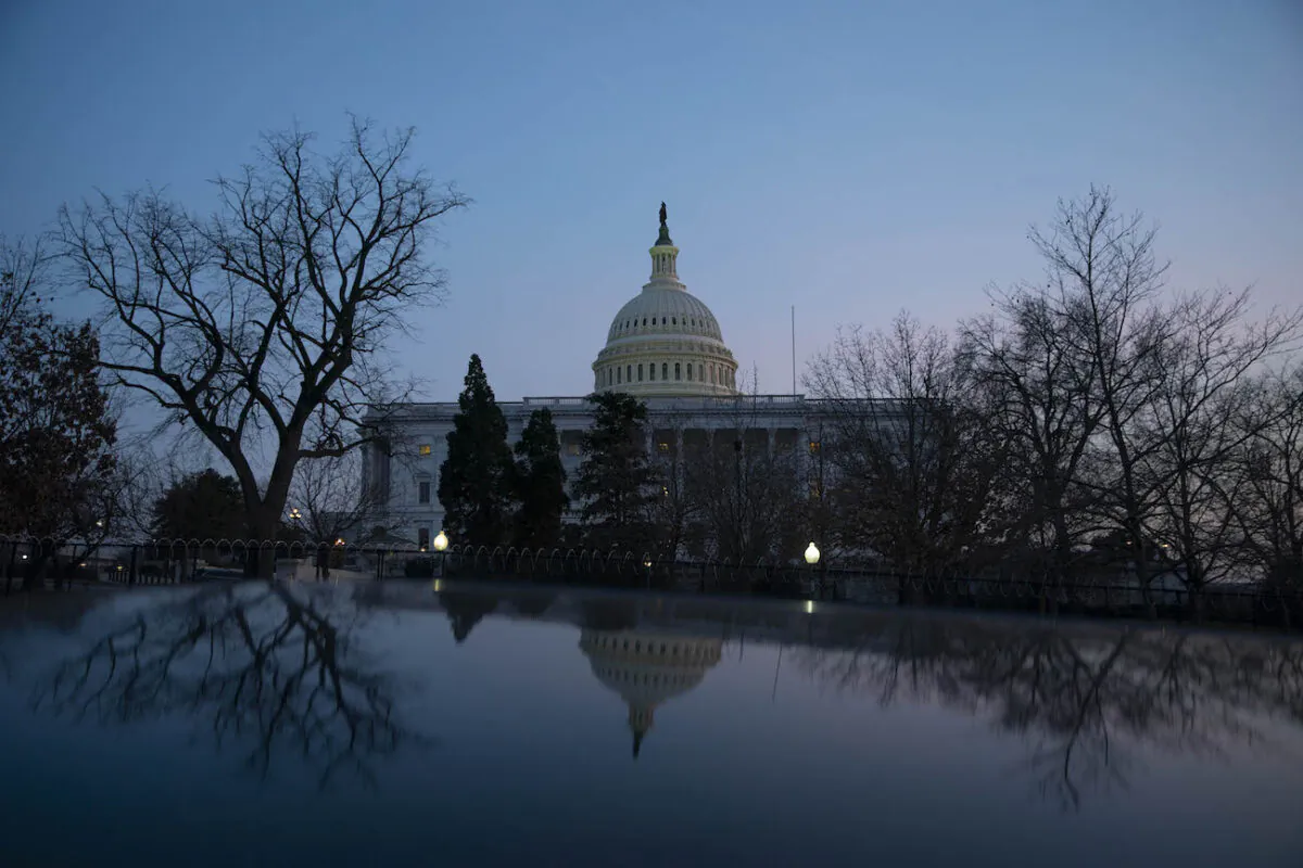The U.S. Capitol building exterior is seen at sunset in Washington on March 8, 2021. (Sarah Silbiger/Getty Images)