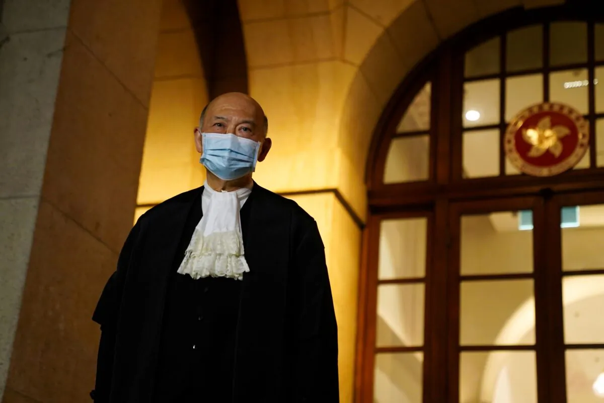 Hong Kong's outgoing Chief Justice Geoffrey Ma stands outside the Court of Final Appeal after his retirement ceremony in Hong Kong, China, on Jan. 6, 2021. (Lam/Reuters)