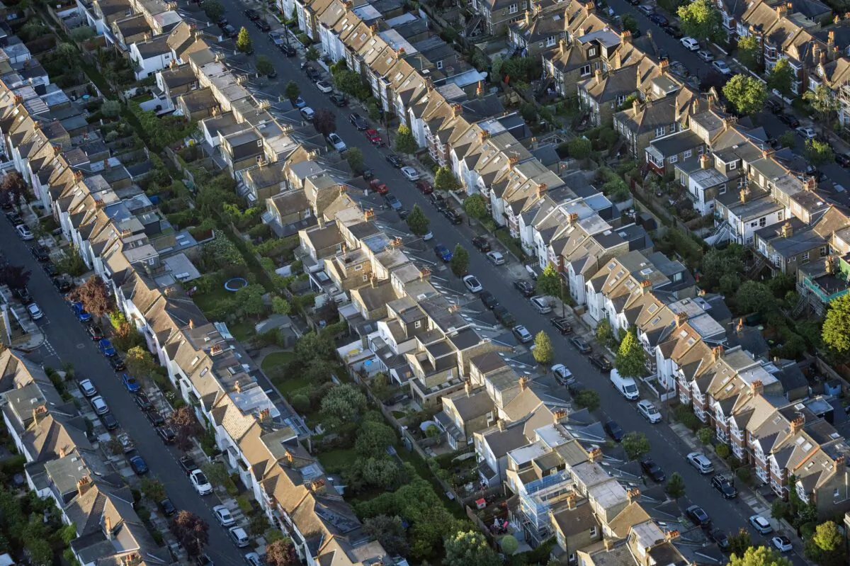 An aerial view of terraced houses in southwest London on Aug. 13, 2017. (Victoria Jones/PA)