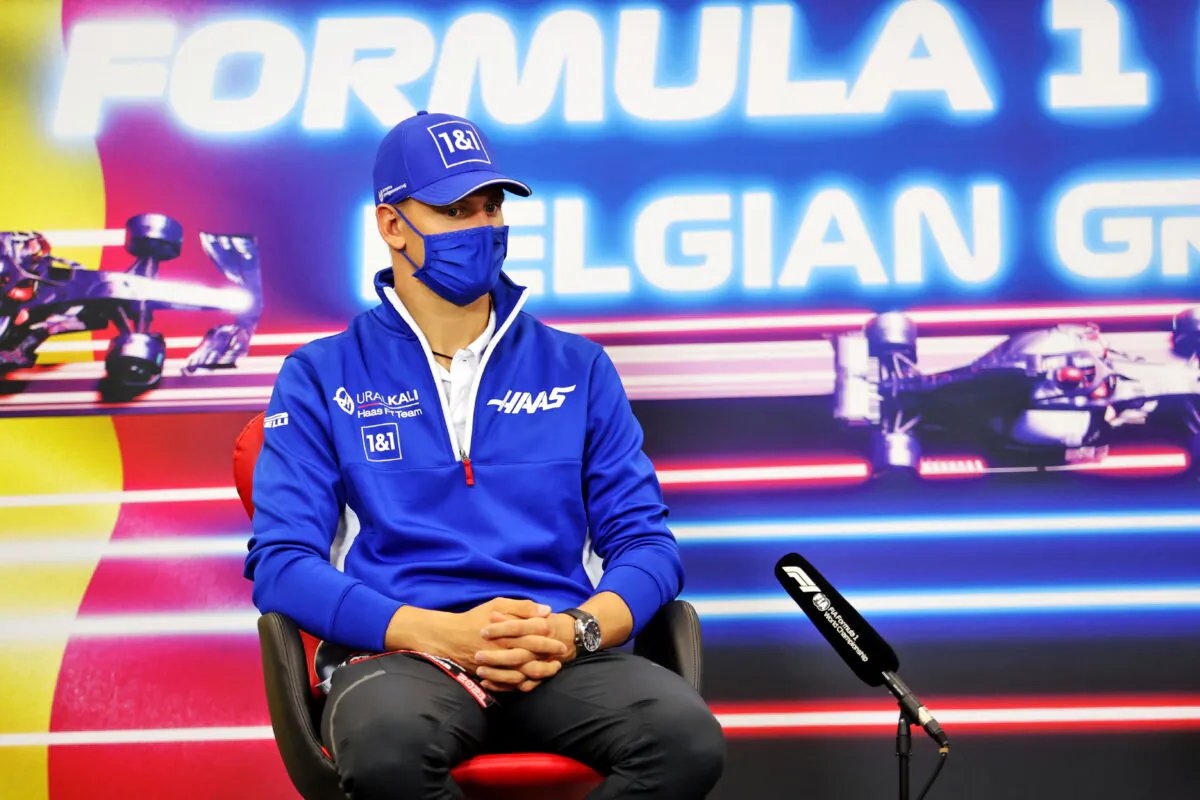 Mick Schumacher in the FIA Press Conference  on Aug. 26, 2021. (FIA/Handout via Reuters)