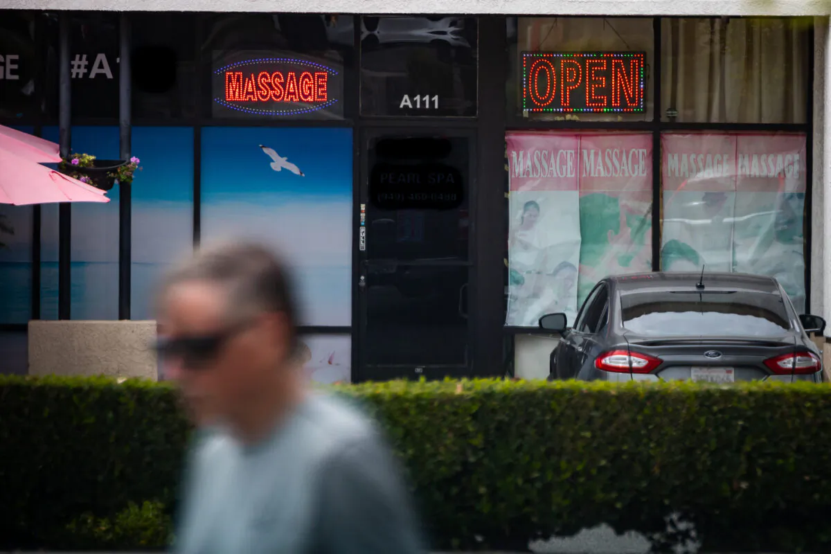 A massage parlor in Orange County on Aug. 3, 2021. (John Fredricks/The Epoch Times)