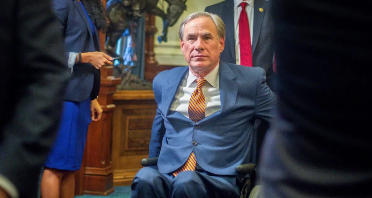 Texas Gov. Greg Abbott leaves a press conference where he signed Senate Bills 2 and 3 at the Capitol in Austin, Texas, on June 8, 2021. (Montinique Monroe/Getty Images)
