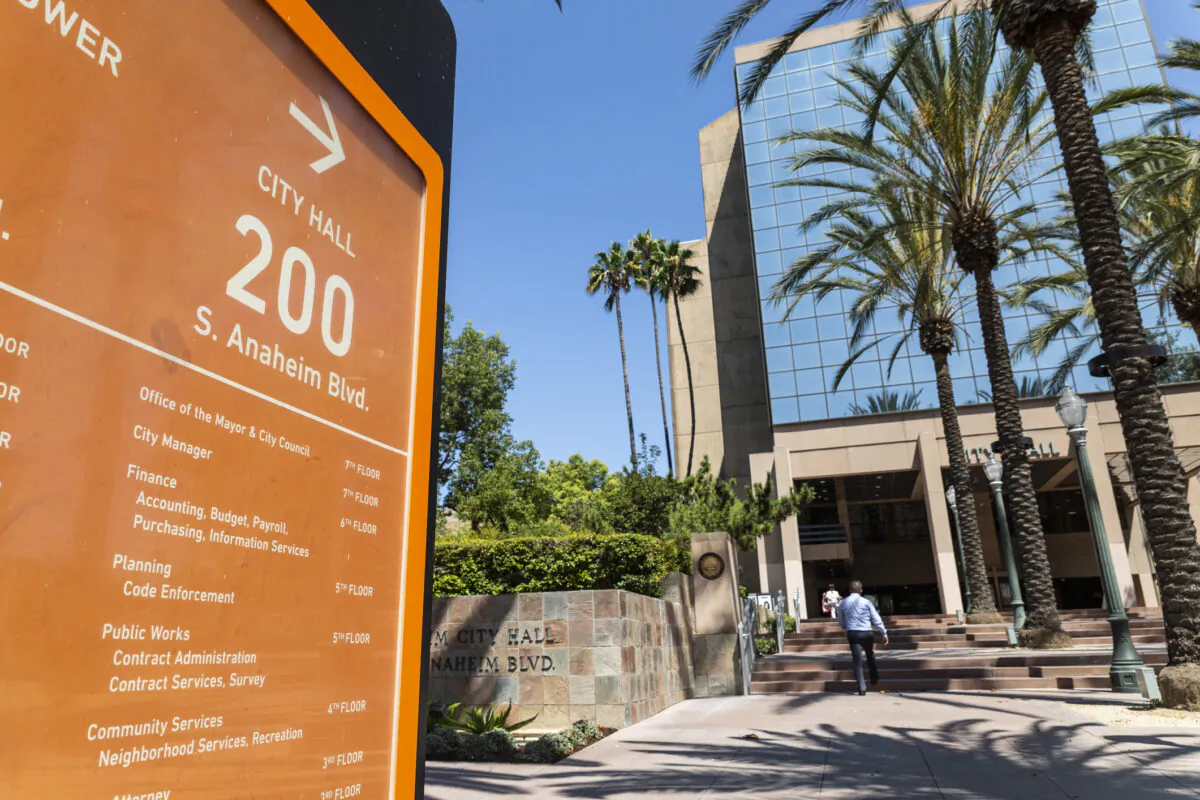 City Hall in Anaheim, Calif., on Aug. 26, 2021. (John Fredricks/The Epoch Times)
