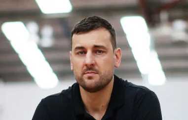 Andrew Bogut at Auburn Basketball Centre in Sydney, Australia, on March 20, 2020. (Matt King/Getty Images)