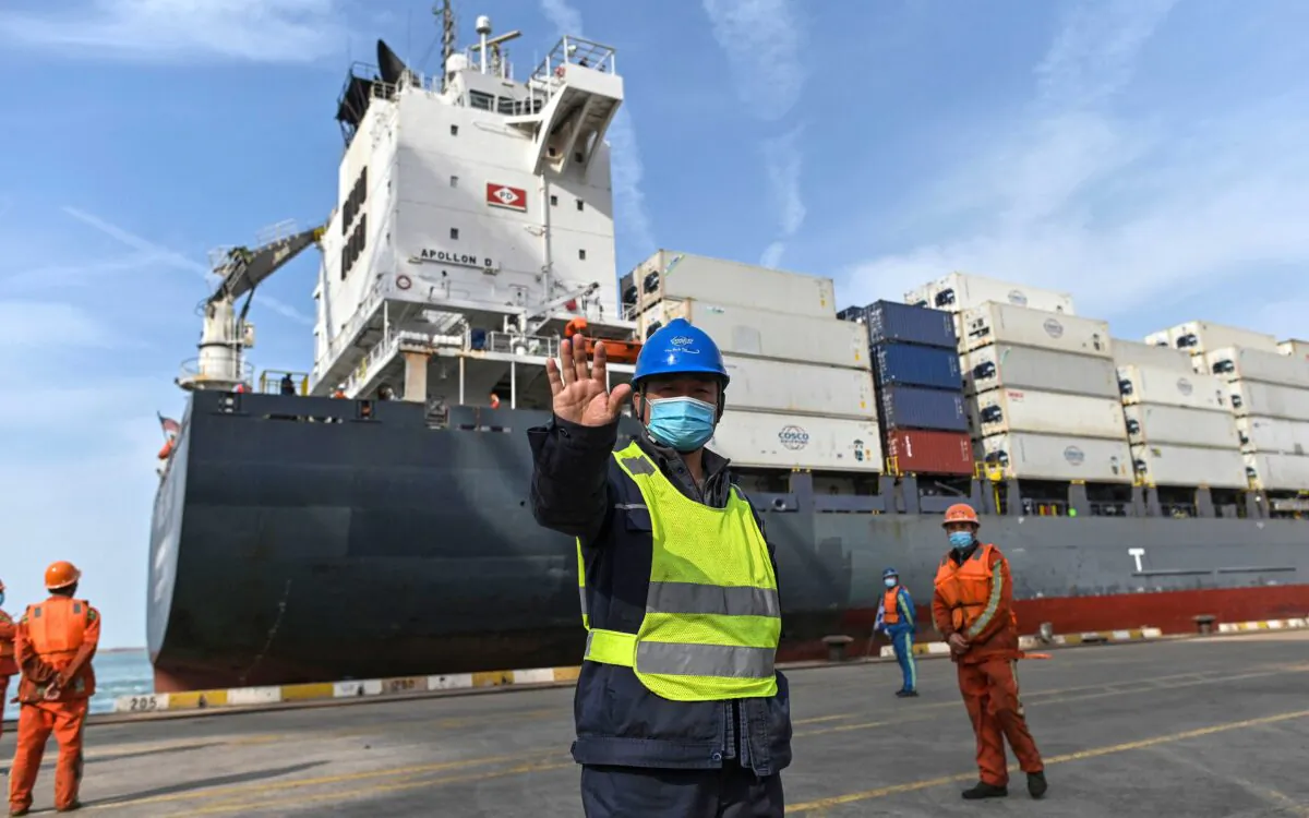 The Lianyungang Port Container Terminal in Jiangsu Province, China, on March 24, 2021. (Hector Retamal/AFP via Getty Images)