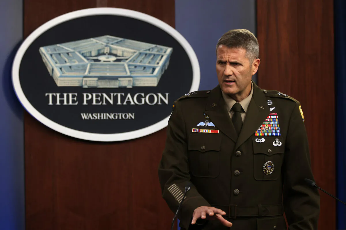 U.S. Army Maj. Gen. Hank Taylor speaks during a news briefing at the Pentagon on Aug. 16, 2021 in Arlington, Virginia. (Alex Wong/Getty Images)