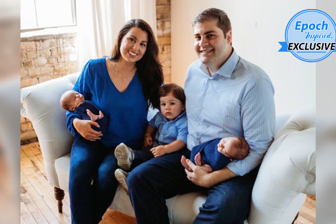 Minnesota State Senator Julia Coleman and her husband, Jacob, with their three sons: identical twins, James and Charles, and Adam.(Courtesy of Julia Coleman)