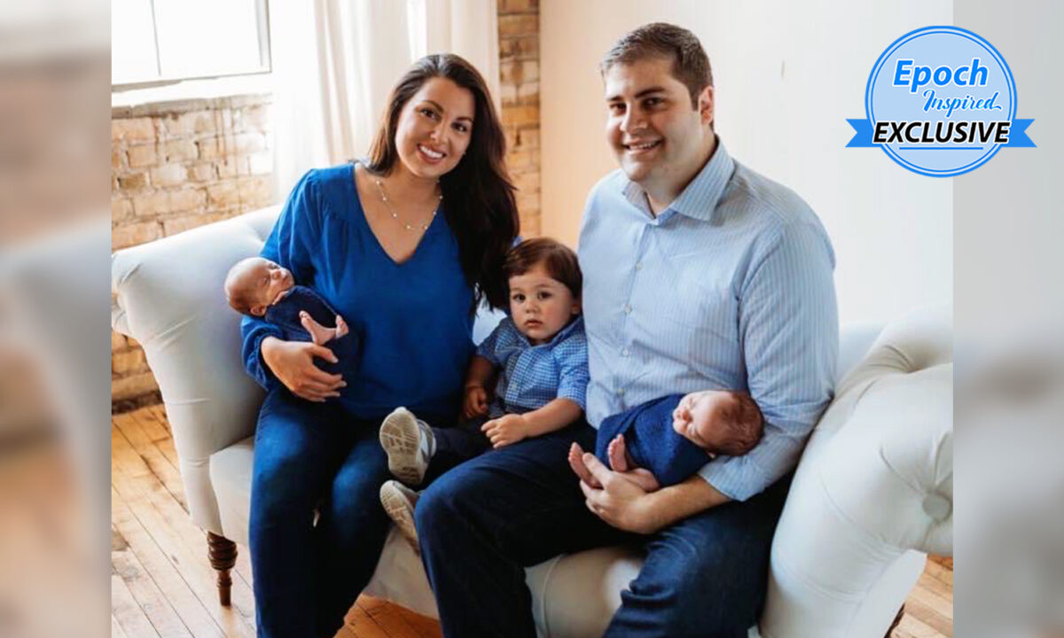 Minnesota State Senator Julia Coleman and her husband, Jacob, with their three sons: identical twins, James and Charles, and Adam.(Courtesy of Julia Coleman)