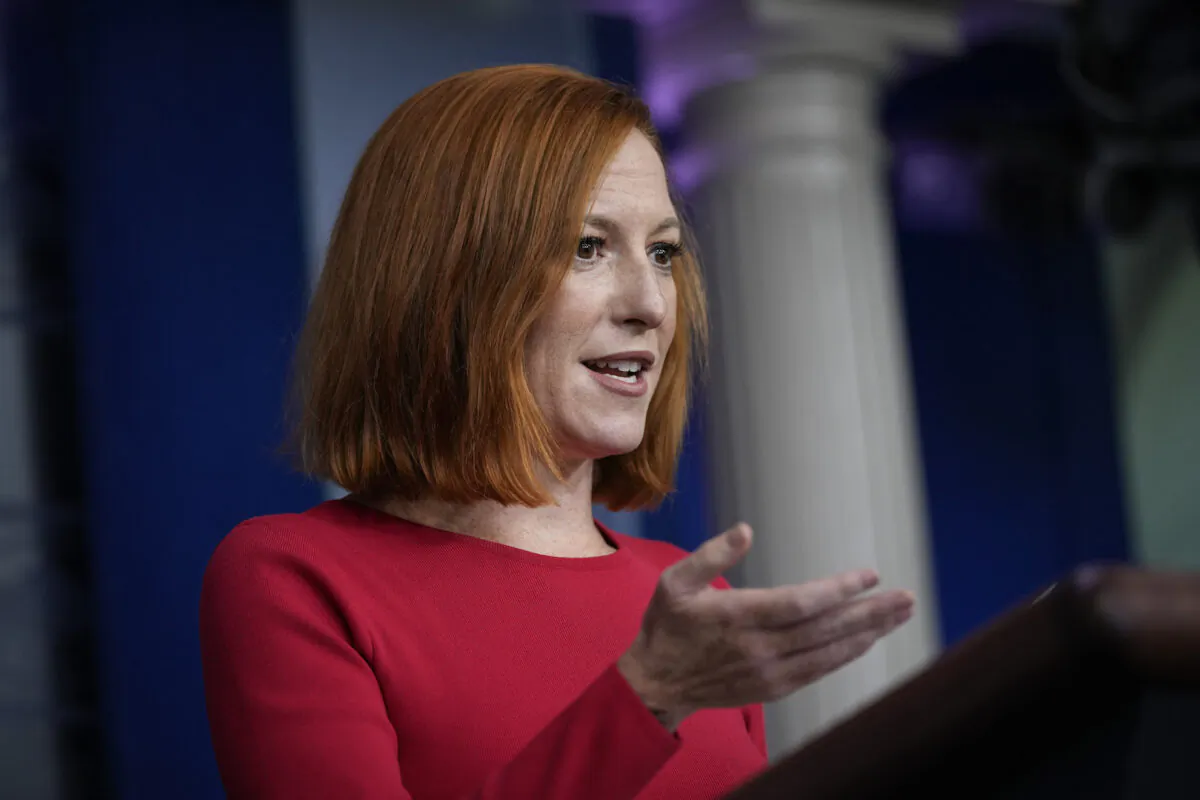 White House Press Secretary Jen Psaki speaks during the daily press briefing at the White House in Washington, on Aug. 25, 2021. (Drew Angerer/Getty Images)