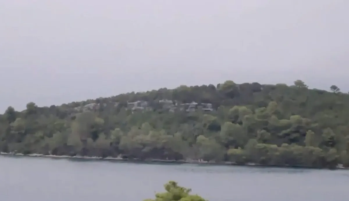 Thunder and lightning as a storm approaches the Croatian island of Mljet on Aug. 28, 2021. (AP/Screenshot via NTD)