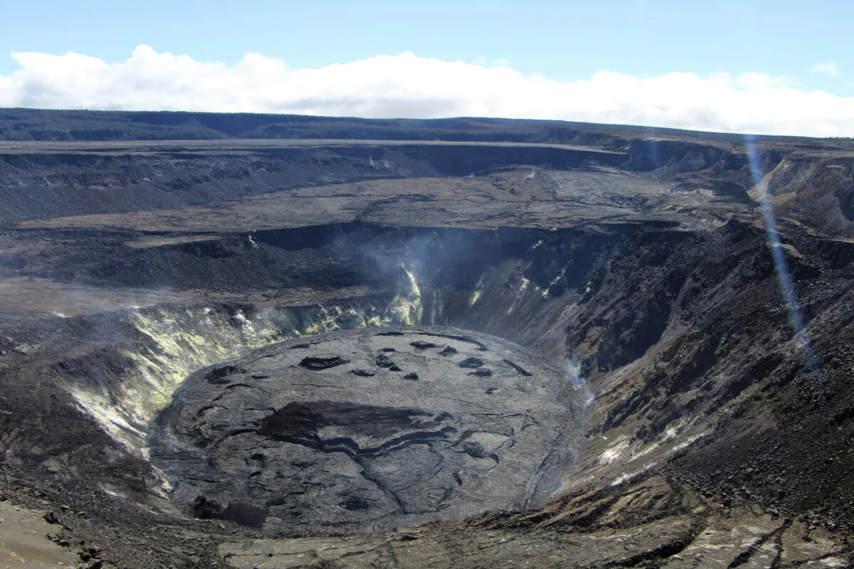 The crater of Kilauea volcano on Hawaii's Big Island in Hawaii National Park, Hawaii, Aug. 13, 2021. (Drew Downs/U.S. Geological Survey via AP)