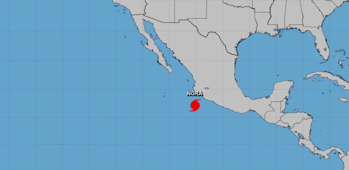 Hurricane Nora formed early Saturday in the eastern Pacific, on Aug. 28, 2021. (Courtesy of NOAA)