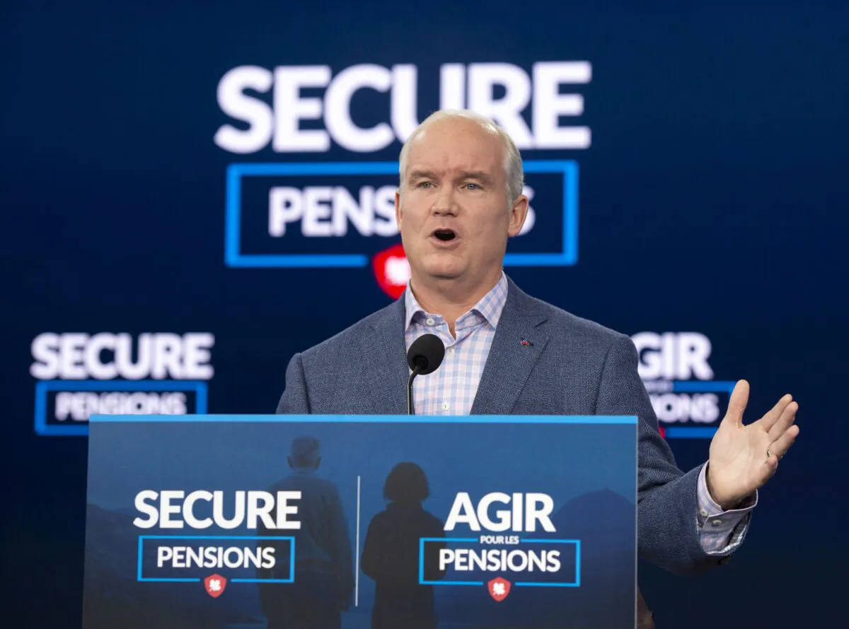 Conservative Leader Erin O'Toole speaks to the media while campaigning in Ottawa on Aug. 24, 2021. (The Canadian Press/Ryan Remiorz)