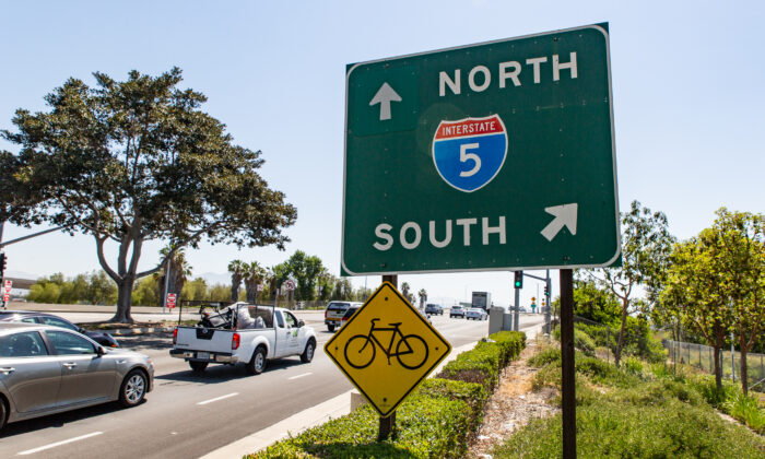 Entry to the 5 Freeway in Irvine, Calif., on June 21, 2021. (John Fredricks/  Pezou)
