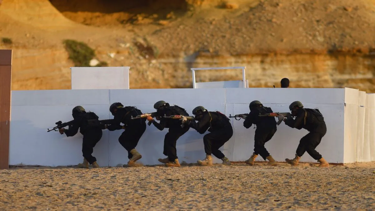 A Pakistan Special Service Group of naval commandos take part in the first day of the multinational naval exercise in Karachi on Feb. 11, 2017. (Rizwan Tabassum/AFP via Getty Images)