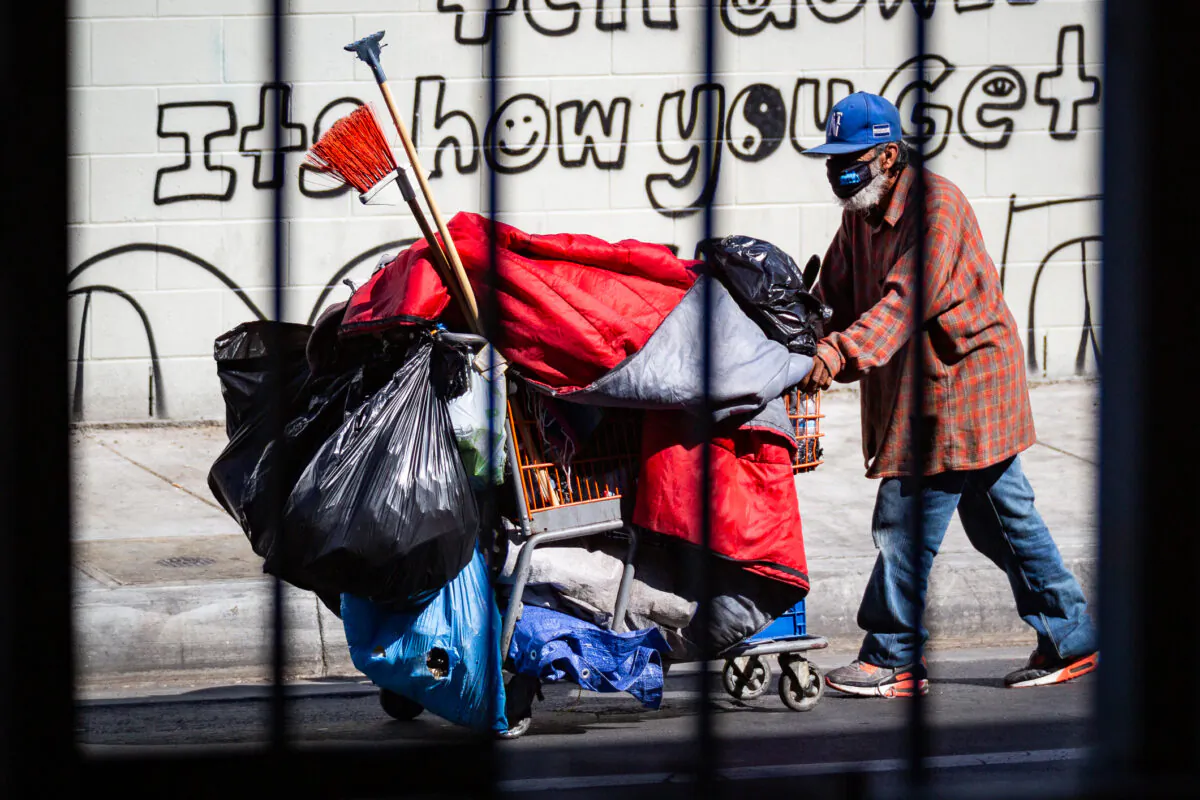 Skid Row in Los Angeles on June 9, 2021. (John Fredricks/The Epoch Times)
