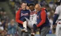 Braves’ All-Star Baseman Carried Off Field After Fouling Ball Off Knee