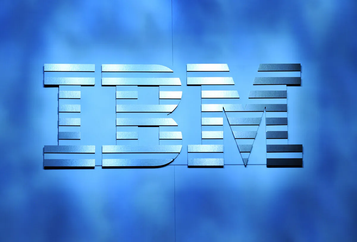An IBM logo is shown onstage at CES 2016 at The Venetian Las Vegas on Jan. 6, 2016. (Ethan Miller/Getty Images)