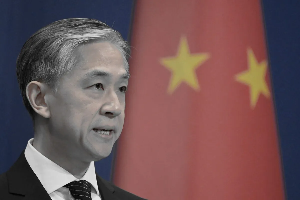 Chinese Foreign Ministry spokesman Wang Wenbin speaks at the Foreign Ministry briefing in Beijing, China on Nov. 9, 2020. (Greg Baker/AFP via Getty Images)