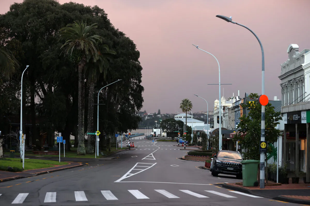 A deserted Devonport main street as Auckland wakes to level four lockdown in Auckland, New Zealand, on Aug. 18, 2021. (Fiona Goodall/Getty Images)