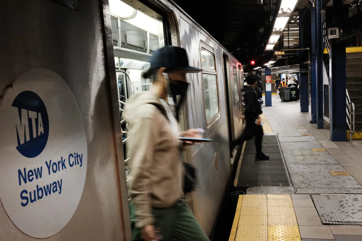 People use the New York City subway in New York City on June 3, 2021. (Spencer Platt/Getty Images)