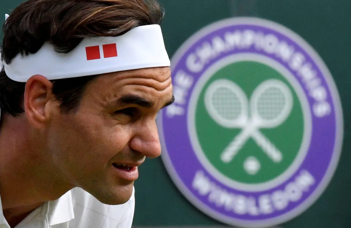 Switzerland's Roger Federer during his quarter final match against Poland's Hubert Hurkacz at the Wimbledon Championship, in London, U.K., on July 7, 2021. (Toby Melville/Reuters File Photo)