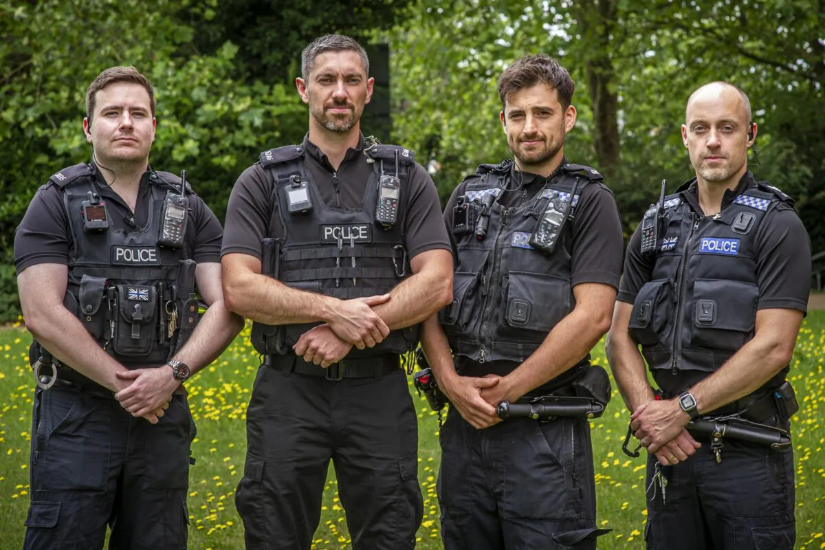 Four police officers (left to right) PC James Packman, PC Liam King, PC Liam Steele, and Sgt Iain Watkinson, in an undated handout photo. (Jason Bye/Thames Valley Police/PA)