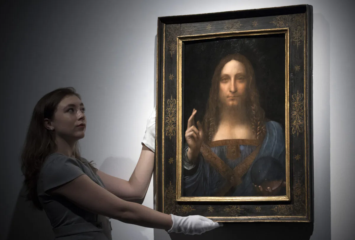 Christie's previews Leonardo da Vinci's "Salvator Mundi" at Christie's on Oct. 24, 2017, in London before it is auctioned in New York on Nov. 15. (Carl Court/Getty Images)
