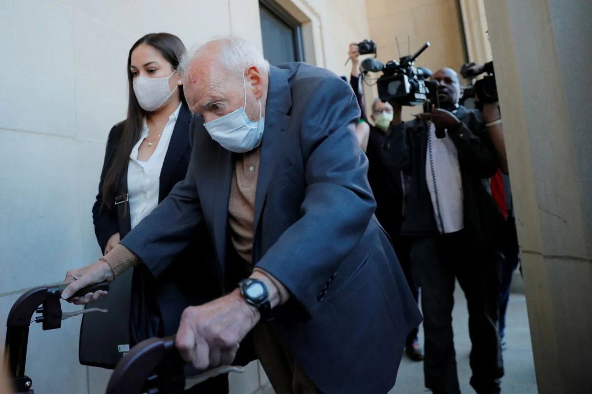 Former Roman Catholic Cardinal Theodore McCarrick arrives at the district court, after being charged with molesting a 16-year-old boy during a 1974 wedding reception, in Dedham, Mass., on Sept. 3, 2021. (Brian Snyder/Reuters)